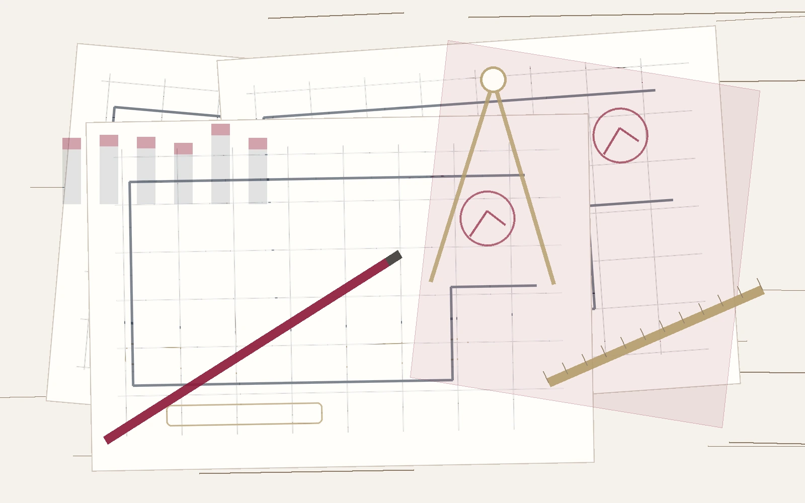 Architectural plans and research materials representing evidence-based design